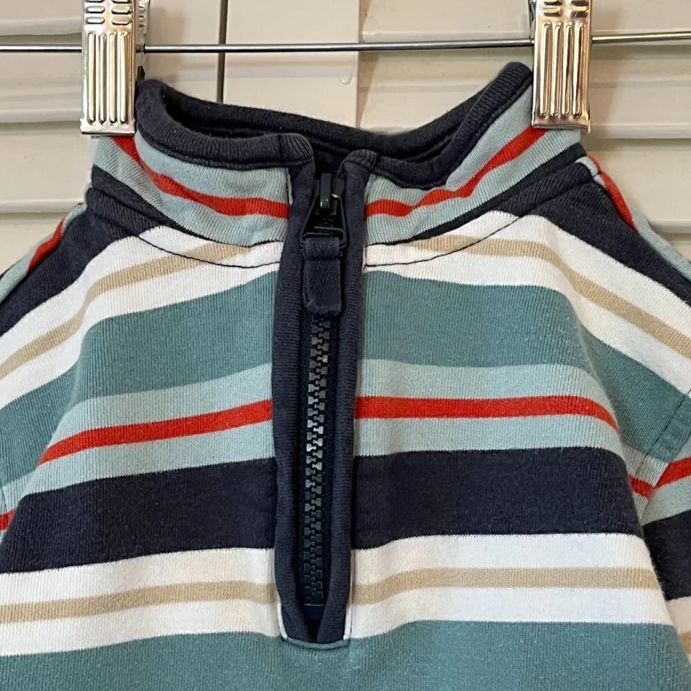 Janie and Jack pullover half-zip striped sweatshirt 2T cotton